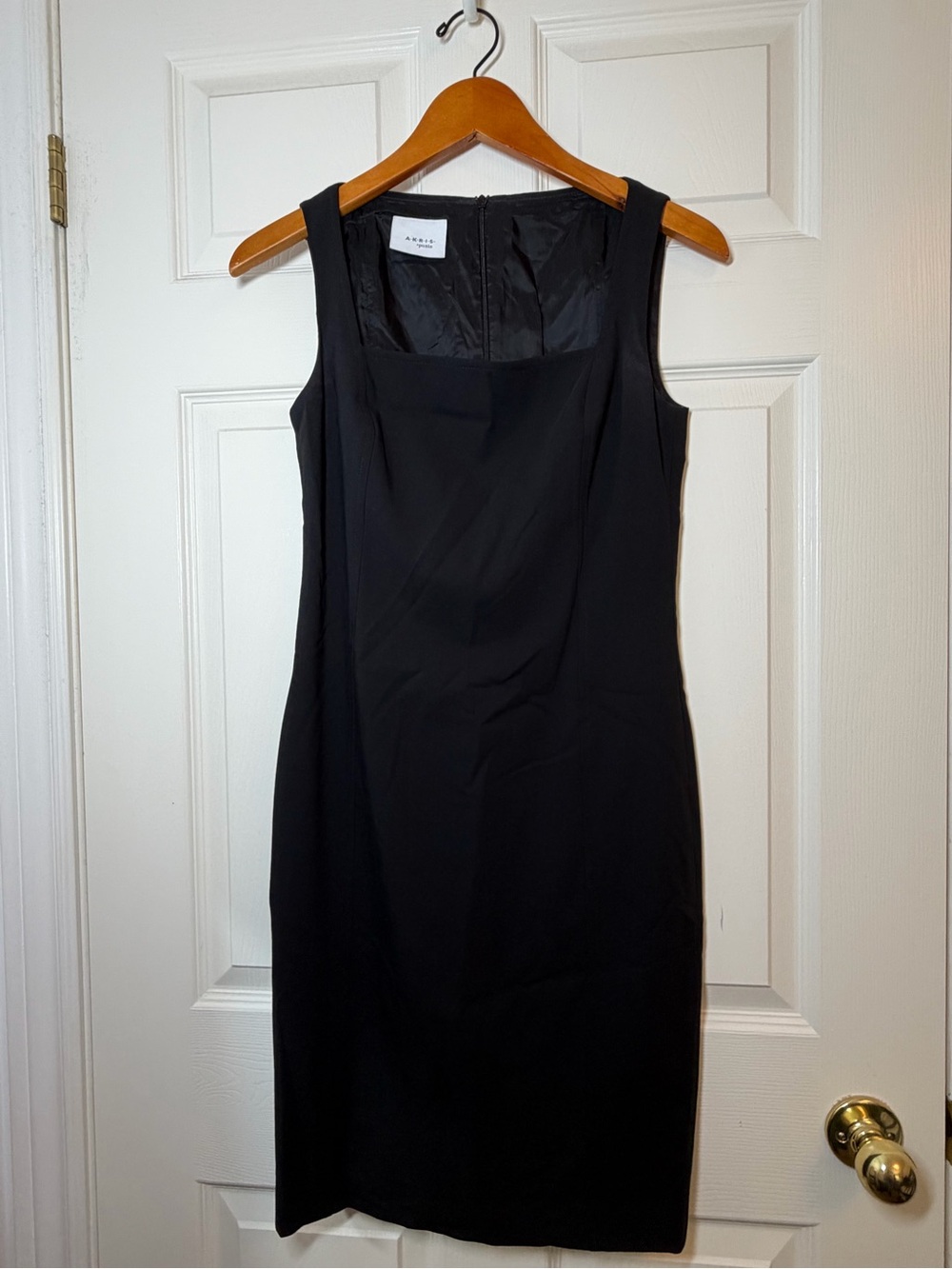 Akris Punto Wool Black Square-Neck Sheath Dress